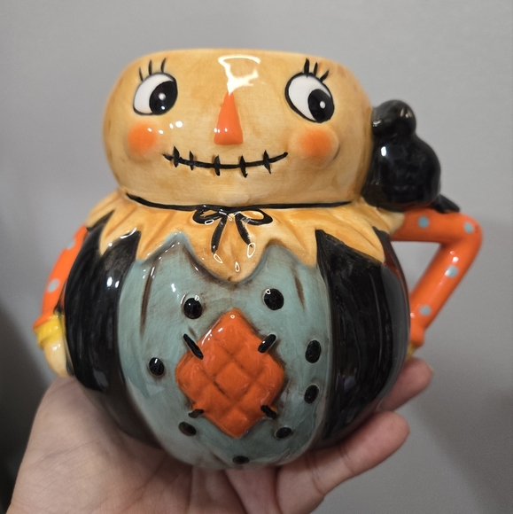 Last CHANCE! Johanna Parker Whim Pumpkin Scarecrow Mug - Orange, Brown, Black - Picture 1 of 3